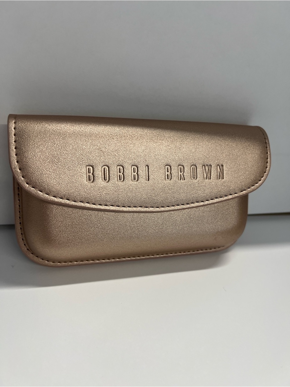 Bobbi Brown Vegan Rosegold Leather Snap Wallet Clutch - New
